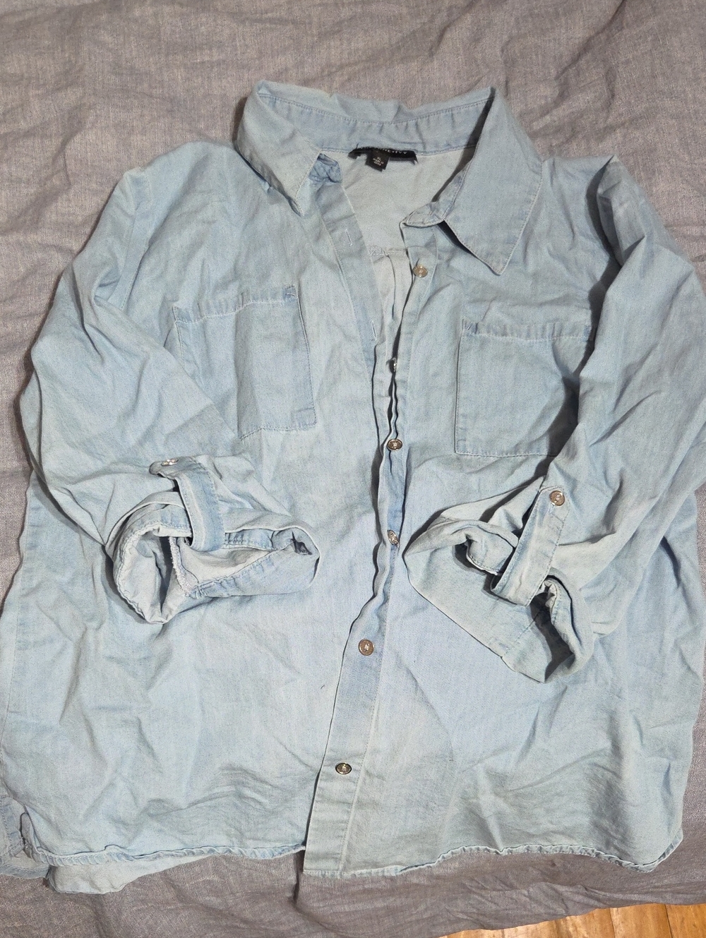 Light Blue Chambray Button-Down Shirt - Women's